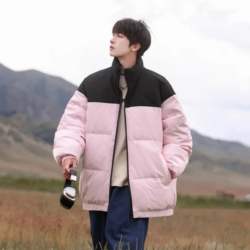 Thickened down Jacket Winter Warm Casual Outerwear for Couples Duck Feather New Youth Fashionable Short Sleeve Hooded A- Line