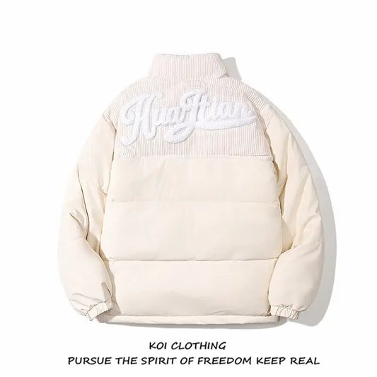 Corduroy Patchwork Cotton Jacket Men's Winter Thickened Bread Coat American Trend Casual Collar Cotton Clothes