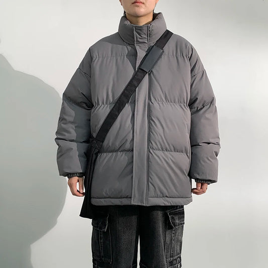 5 Colors Winter Warm Men's Puffer Jacket Loose Couple Outdoor Coat Thick Parkas Zipper Stand Collar Male Padded Down Outwear