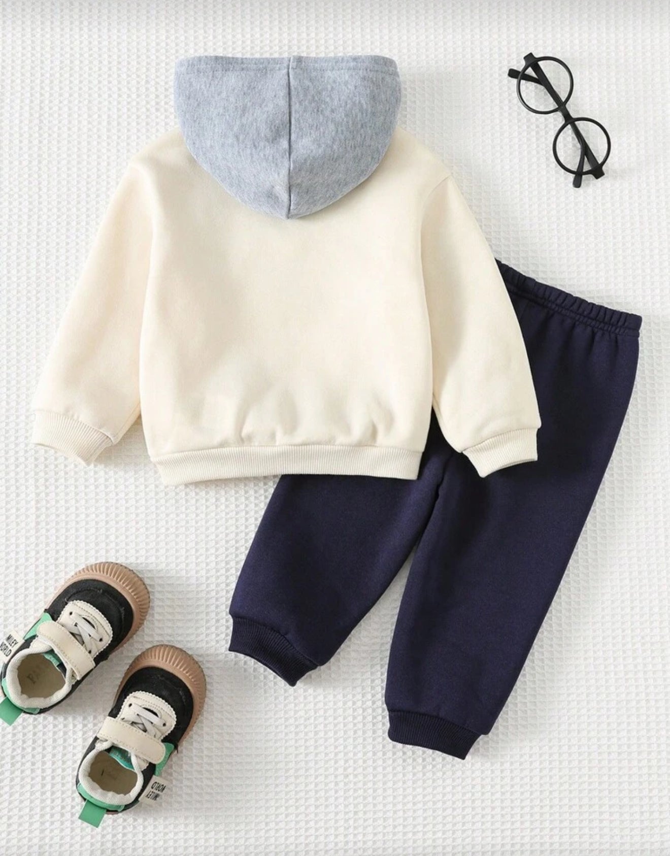 Cozy Pixies 2pcs Baby Boy Letter Print Soft Knit Hoodie Sweatshirt and Pants Set