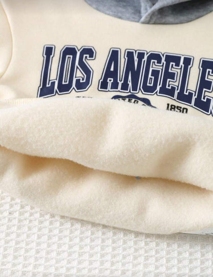 Cozy Pixies 2pcs Baby Boy Letter Print Soft Knit Hoodie Sweatshirt and Pants Set