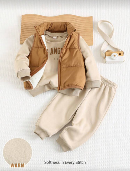 Cozy Pixies Baby Boy Winter Outfit Set Multicolor Tracksuit with Zipper