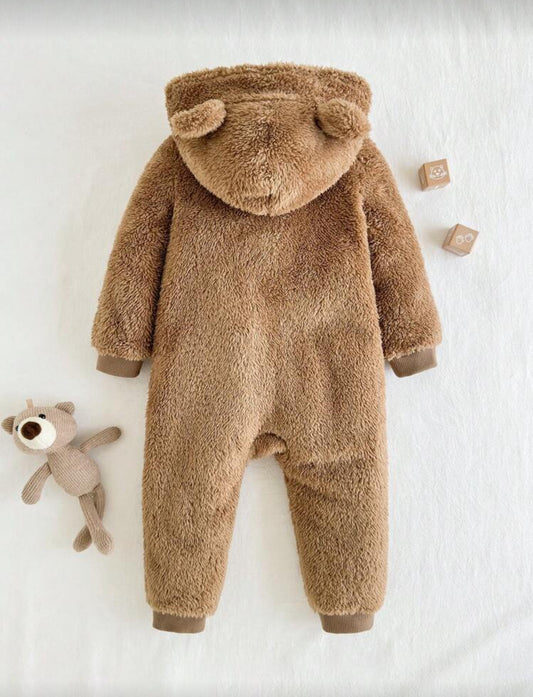 Cozy Pixies Baby Boy Hooded Rabbit Ear Fleece Jumpsuit for Autumn Winter