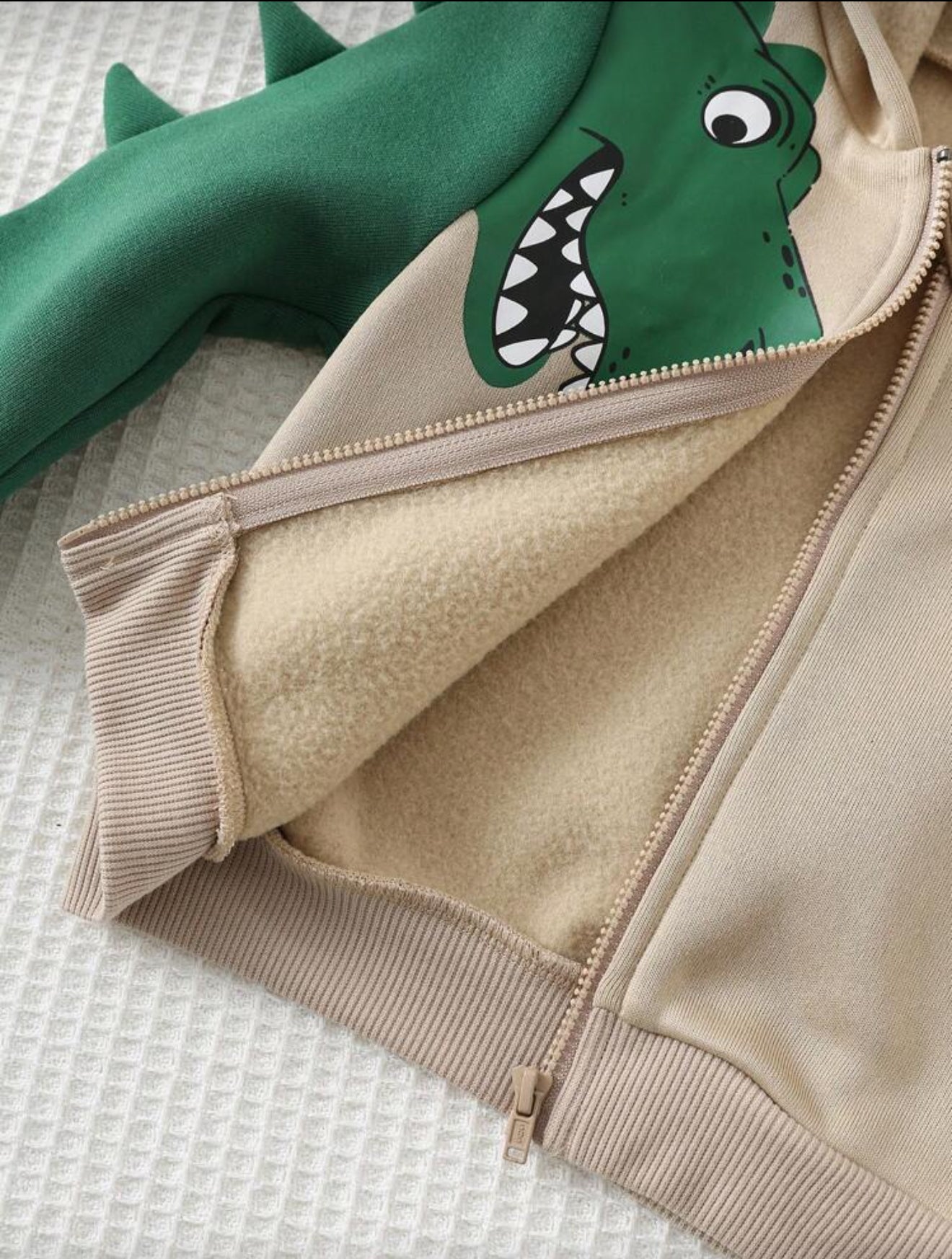 Cozy Pixies Baby Boy Autumn Winter Dinosaur Hooded Jacket and Elastic Waist Pants Set