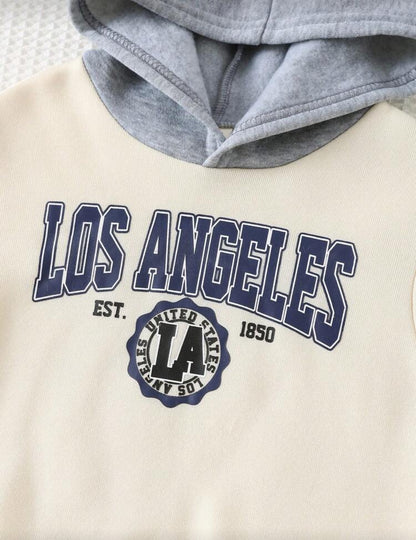 Cozy Pixies 2pcs Baby Boy Letter Print Soft Knit Hoodie Sweatshirt and Pants Set