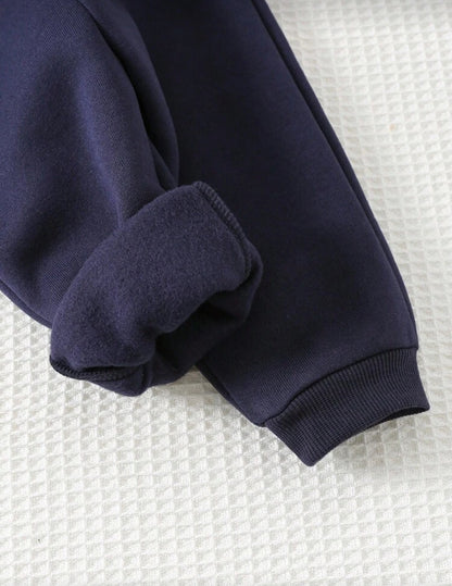 Cozy Pixies 2pcs Baby Boy Letter Print Soft Knit Hoodie Sweatshirt and Pants Set