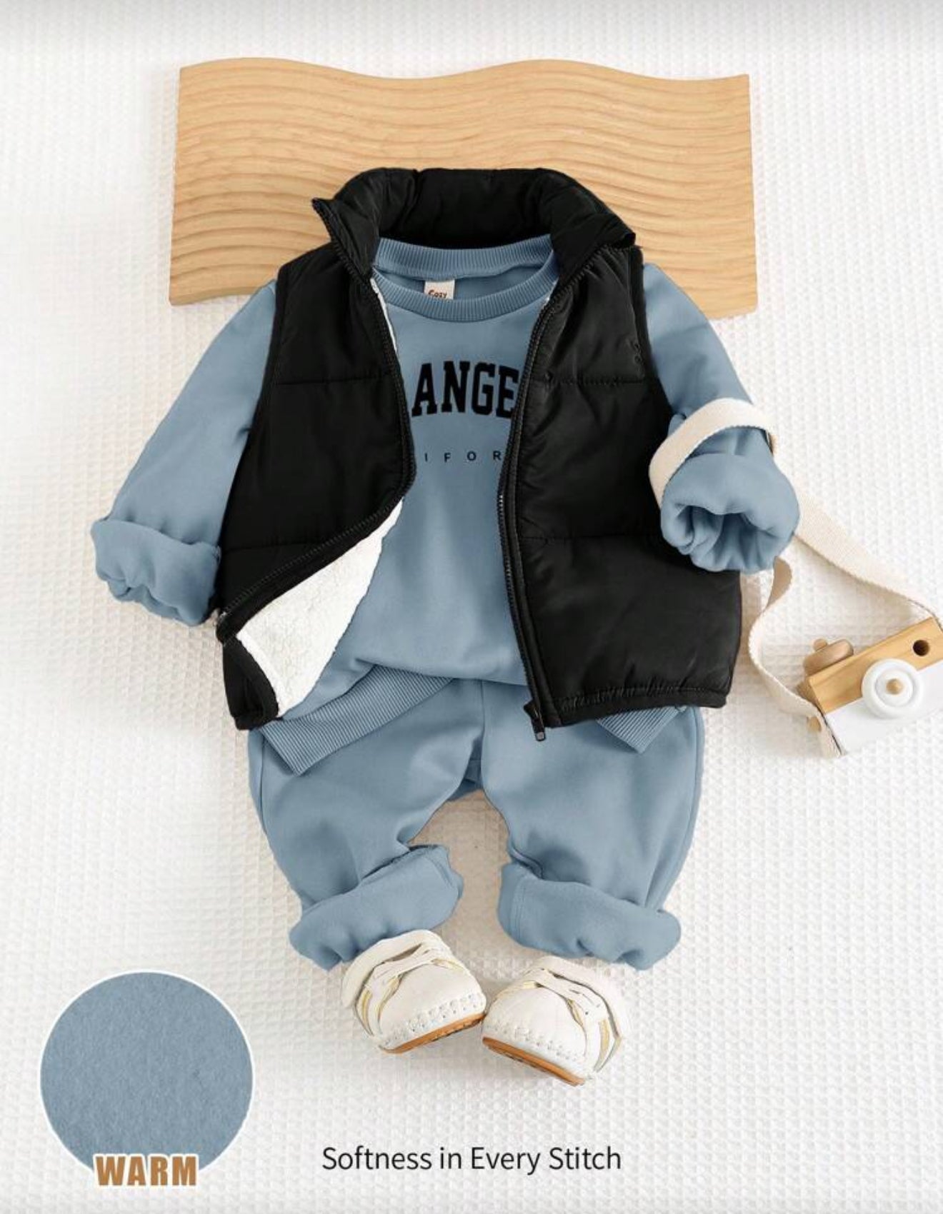 Cozy Pixies Baby Boy Winter Outfit Set Multicolor Tracksuit with Zipper