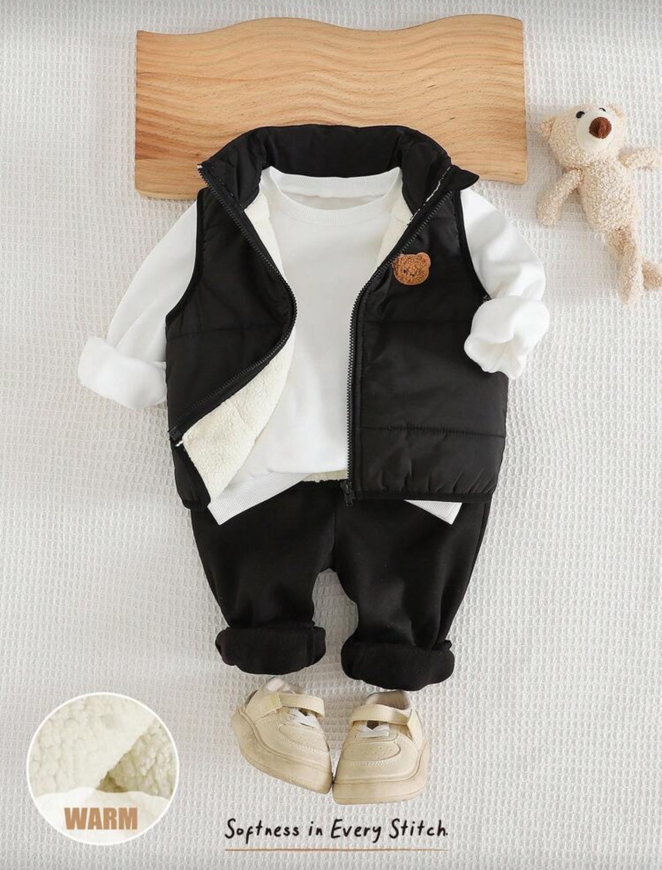 Cozy Pixies Baby Boy Winter Outfit Set Multicolor Tracksuit with Zipper