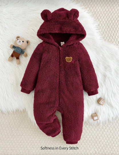 Cozy Pixies Baby Boy Hooded Rabbit Ear Fleece Jumpsuit for Autumn Winter