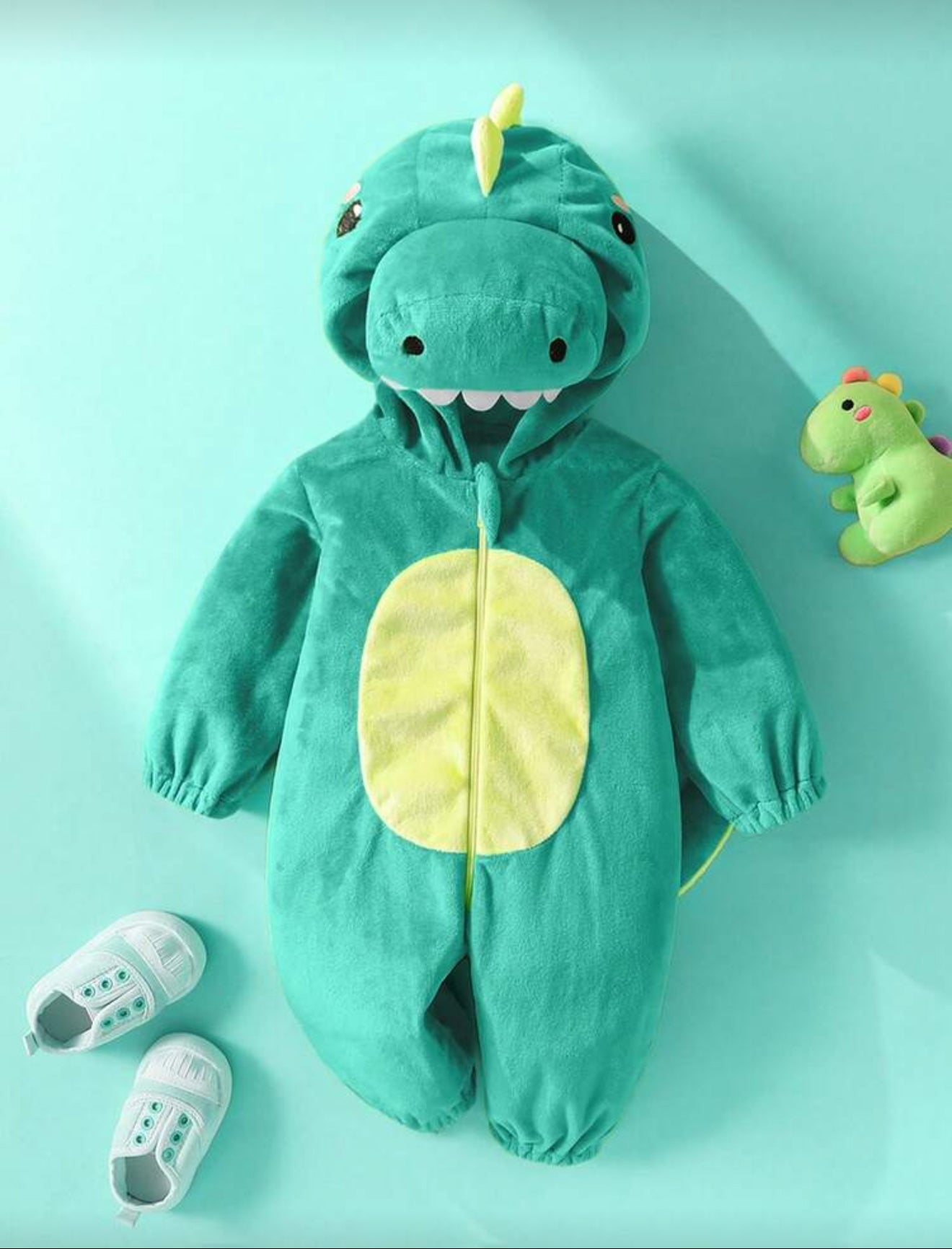 Persoplay Kids Newborn Cute Funny Crystal Plush 3D Dinosaur Shaped Romper With Long Sleeve And Pants
