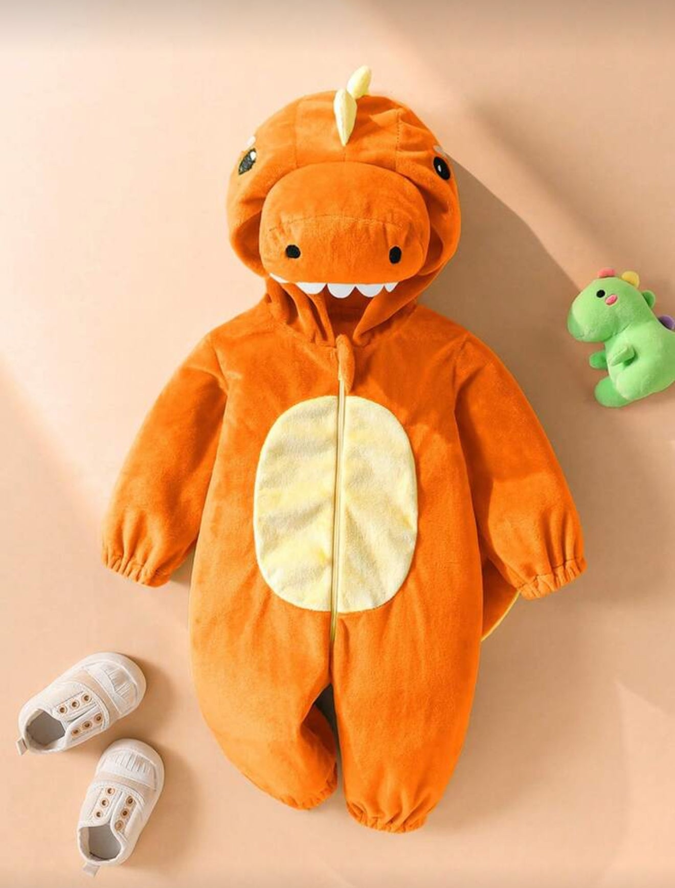 Persoplay Kids Newborn Cute Funny Crystal Plush 3D Dinosaur Shaped Romper With Long Sleeve And Pants