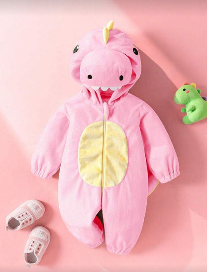 Persoplay Kids Newborn Cute Funny Crystal Plush 3D Dinosaur Shaped Romper With Long Sleeve And Pants
