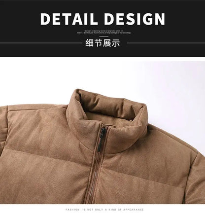 Thicken Warm Winter Jacket Men Women Suede Fabric Stand Collar Cotton Padded  Jacket Casual Loose Solid Windproof Bread Coats