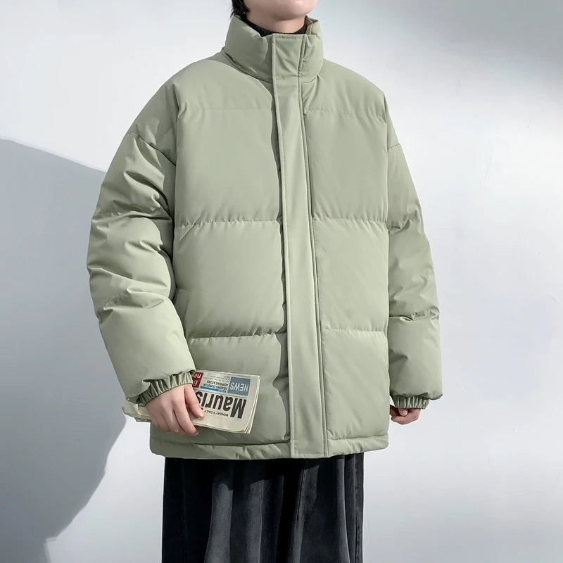 5 Colors Winter Warm Men's Puffer Jacket Loose Couple Outdoor Coat Thick Parkas Zipper Stand Collar Male Padded Down Outwear