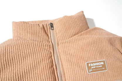 Corduroy Patchwork Cotton Jacket Men's Winter Thickened Bread Coat American Trend Casual Collar Cotton Clothes