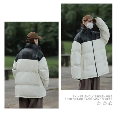 New Style Couple's Autumn-winter Short-sleeved Cotton Coat for Men, Long Collar, Warm Cotton Coat for Men Men's Jacket