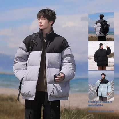 Thickened down Jacket Winter Warm Casual Outerwear for Couples Duck Feather New Youth Fashionable Short Sleeve Hooded A- Line