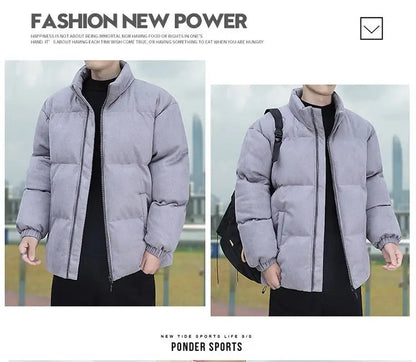 Thicken Warm Winter Jacket Men Women Suede Fabric Stand Collar Cotton Padded  Jacket Casual Loose Solid Windproof Bread Coats