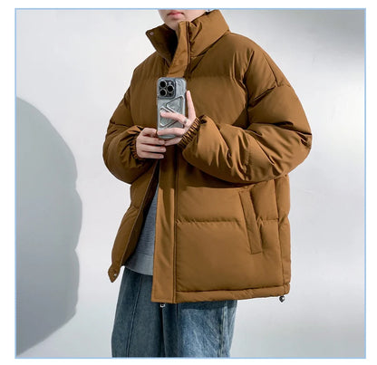 5 Colors Winter Warm Men's Puffer Jacket Loose Couple Outdoor Coat Thick Parkas Zipper Stand Collar Male Padded Down Outwear