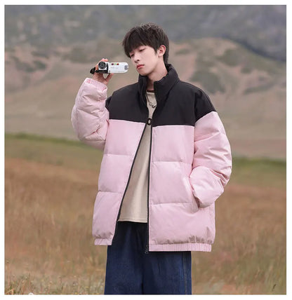 Thickened down Jacket Winter Warm Casual Outerwear for Couples Duck Feather New Youth Fashionable Short Sleeve Hooded A- Line