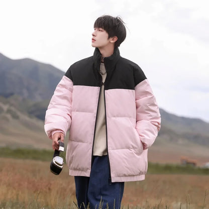 Thickened down Jacket Winter Warm Casual Outerwear for Couples Duck Feather New Youth Fashionable Short Sleeve Hooded A- Line