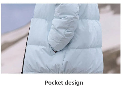 Thickened down Jacket Winter Warm Casual Outerwear for Couples Duck Feather New Youth Fashionable Short Sleeve Hooded A- Line