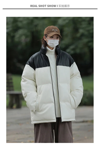 New Style Couple's Autumn-winter Short-sleeved Cotton Coat for Men, Long Collar, Warm Cotton Coat for Men Men's Jacket