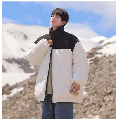 Thickened down Jacket Winter Warm Casual Outerwear for Couples Duck Feather New Youth Fashionable Short Sleeve Hooded A- Line