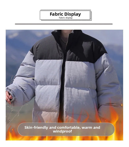 Thickened down Jacket Winter Warm Casual Outerwear for Couples Duck Feather New Youth Fashionable Short Sleeve Hooded A- Line