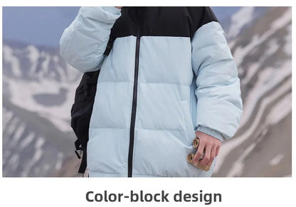 Thickened down Jacket Winter Warm Casual Outerwear for Couples Duck Feather New Youth Fashionable Short Sleeve Hooded A- Line