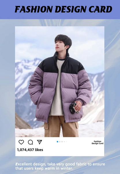 Thickened down Jacket Winter Warm Casual Outerwear for Couples Duck Feather New Youth Fashionable Short Sleeve Hooded A- Line