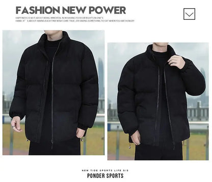 Thicken Warm Winter Jacket Men Women Suede Fabric Stand Collar Cotton Padded  Jacket Casual Loose Solid Windproof Bread Coats