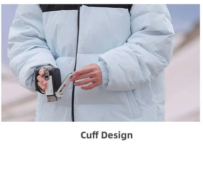 Thickened down Jacket Winter Warm Casual Outerwear for Couples Duck Feather New Youth Fashionable Short Sleeve Hooded A- Line