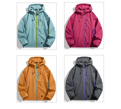 JNLN Unisex Waterproof Windbreaker Outdoor Sport Windproof Single-Layer Jacket Men Women Hiking Climbing Trekking Rain Coat