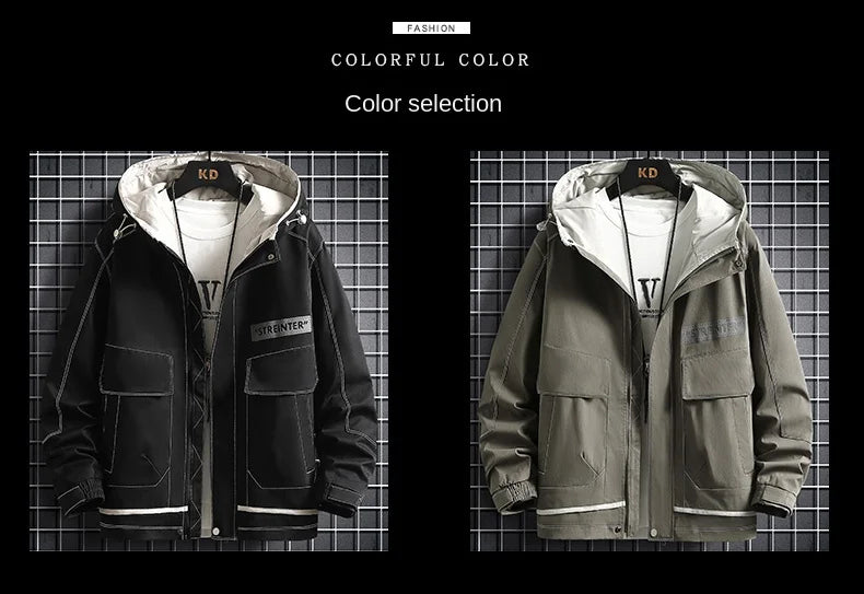 Men’s Hooded Waterproof Jacket Spring Autumn