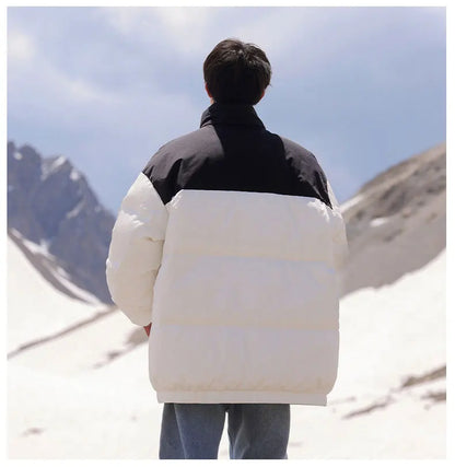 Thickened down Jacket Winter Warm Casual Outerwear for Couples Duck Feather New Youth Fashionable Short Sleeve Hooded A- Line