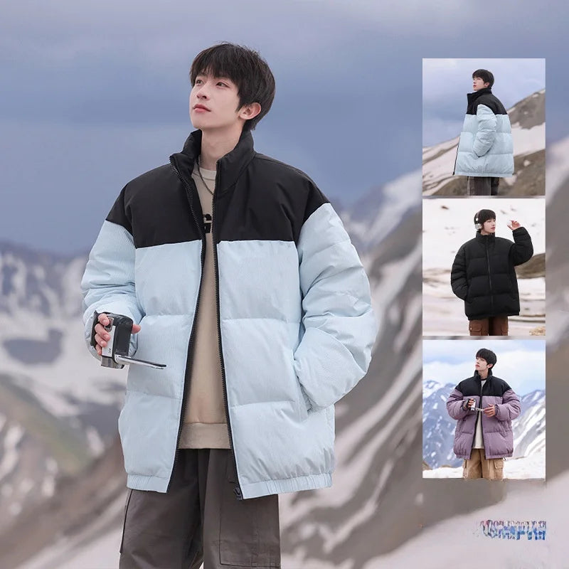 Thickened down Jacket Winter Warm Casual Outerwear for Couples Duck Feather New Youth Fashionable Short Sleeve Hooded A- Line