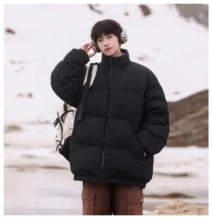 Thickened down Jacket Winter Warm Casual Outerwear for Couples Duck Feather New Youth Fashionable Short Sleeve Hooded A- Line