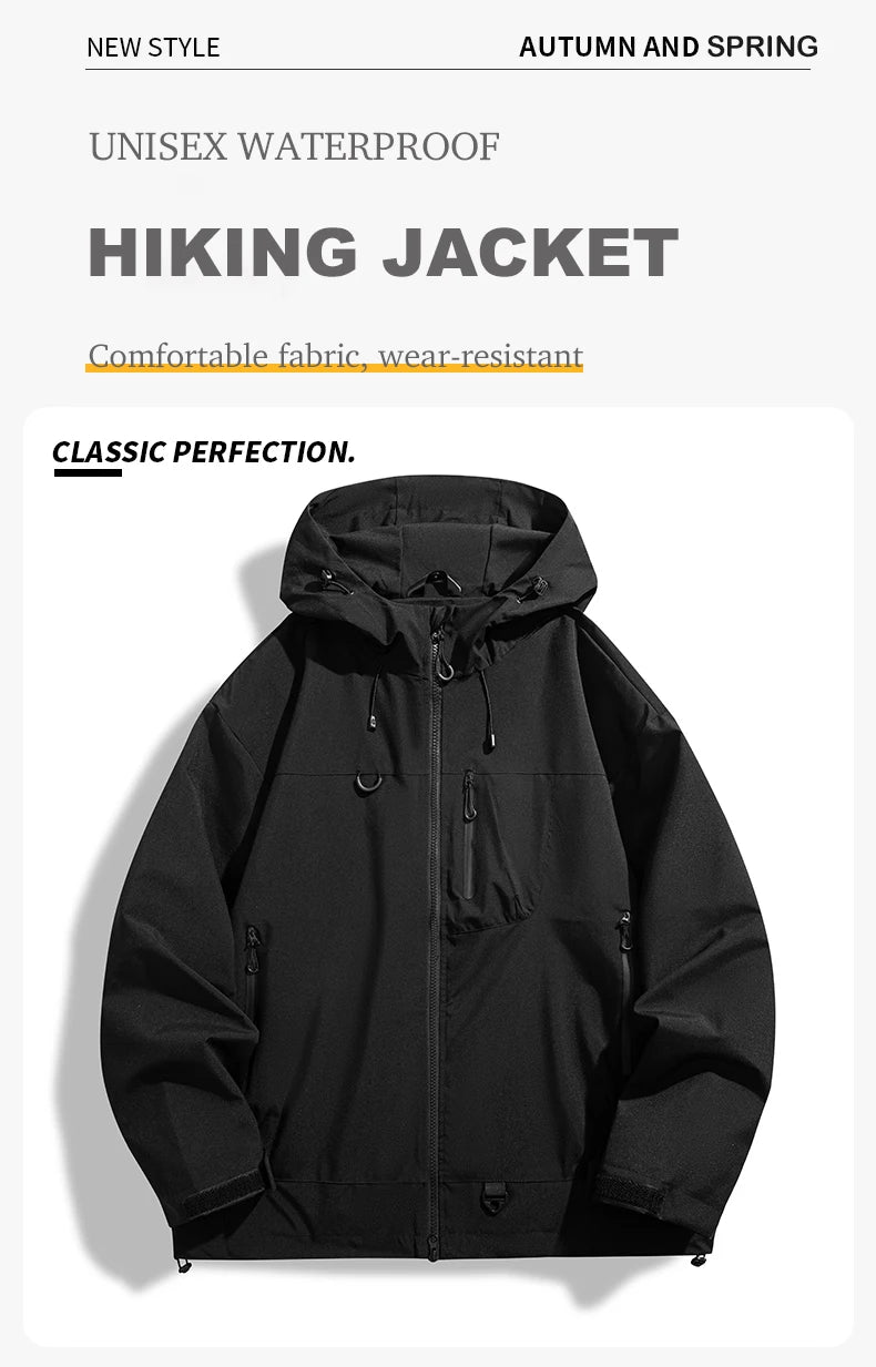 JNLN Unisex Waterproof Windbreaker Outdoor Sport Windproof Single-Layer Jacket Men Women Hiking Climbing Trekking Rain Coat