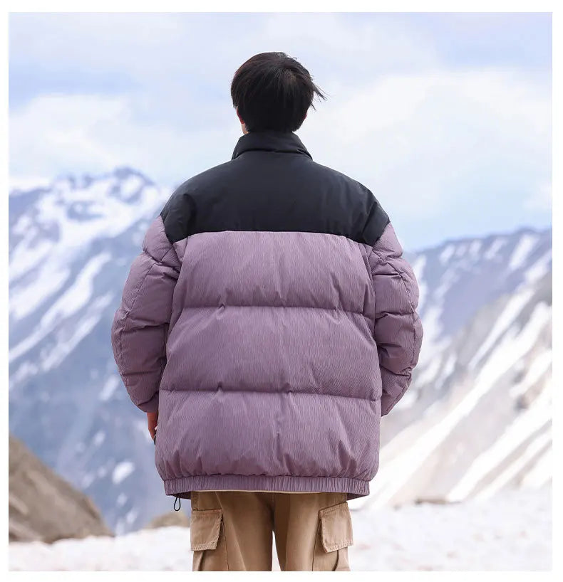 Thickened down Jacket Winter Warm Casual Outerwear for Couples Duck Feather New Youth Fashionable Short Sleeve Hooded A- Line