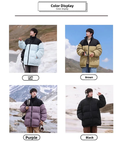 Thickened down Jacket Winter Warm Casual Outerwear for Couples Duck Feather New Youth Fashionable Short Sleeve Hooded A- Line