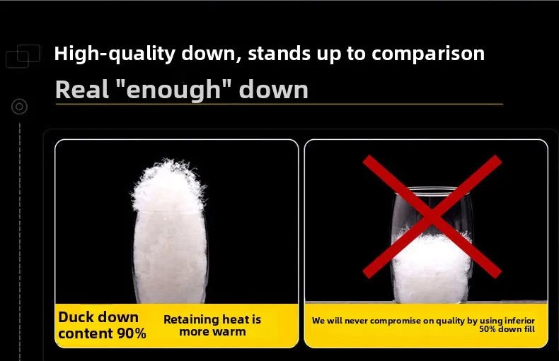 Thickened down Jacket Winter Warm Casual Outerwear for Couples Duck Feather New Youth Fashionable Short Sleeve Hooded A- Line