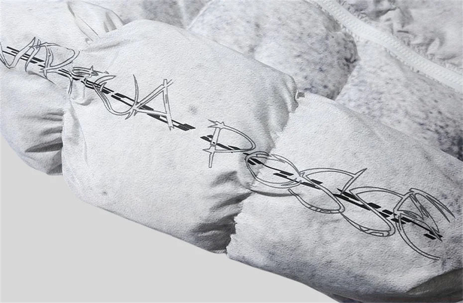 Winter Tie Dye Parka Men Harajuku Thick Padded Jacket Coat Men Oversized Hip Hop Streetwear Letter Print Zip Up Jackets Unisex