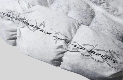 Winter Tie Dye Parka Men Harajuku Thick Padded Jacket Coat Men Oversized Hip Hop Streetwear Letter Print Zip Up Jackets Unisex