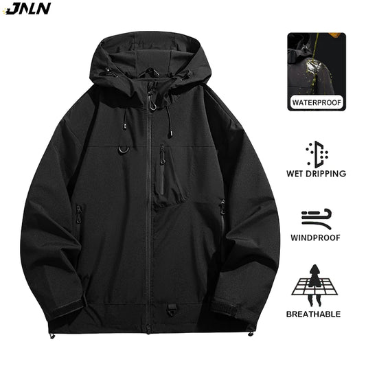 JNLN Unisex Waterproof Windbreaker Outdoor Sport Windproof Single-Layer Jacket Men Women Hiking Climbing Trekking Rain Coat