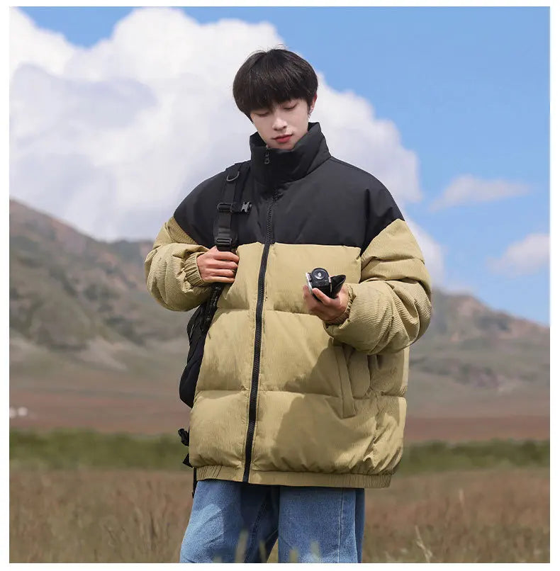 Thickened down Jacket Winter Warm Casual Outerwear for Couples Duck Feather New Youth Fashionable Short Sleeve Hooded A- Line