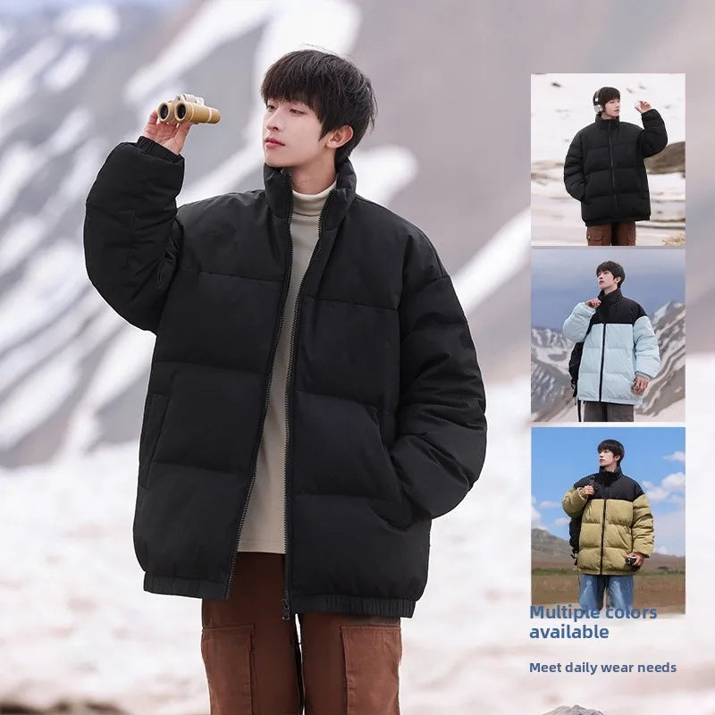 Thickened down Jacket Winter Warm Casual Outerwear for Couples Duck Feather New Youth Fashionable Short Sleeve Hooded A- Line