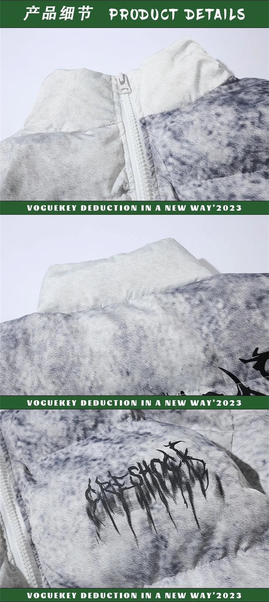 Winter Tie Dye Parka Men Harajuku Thick Padded Jacket Coat Men Oversized Hip Hop Streetwear Letter Print Zip Up Jackets Unisex