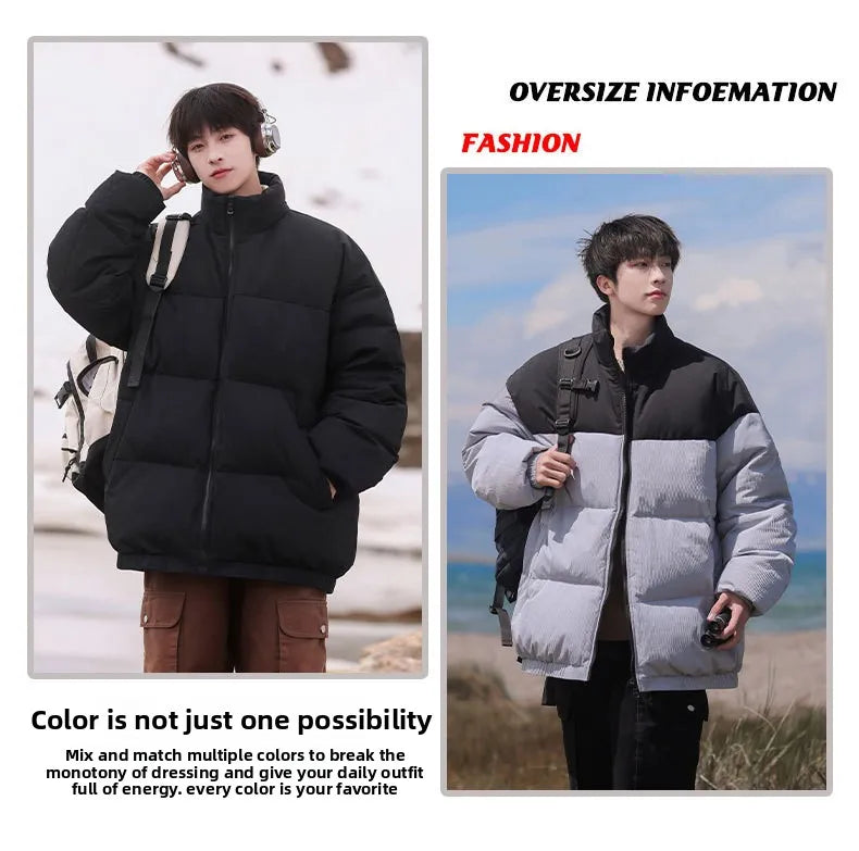 Thickened down Jacket Winter Warm Casual Outerwear for Couples Duck Feather New Youth Fashionable Short Sleeve Hooded A- Line