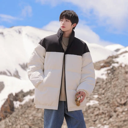 Thickened down Jacket Winter Warm Casual Outerwear for Couples Duck Feather New Youth Fashionable Short Sleeve Hooded A- Line